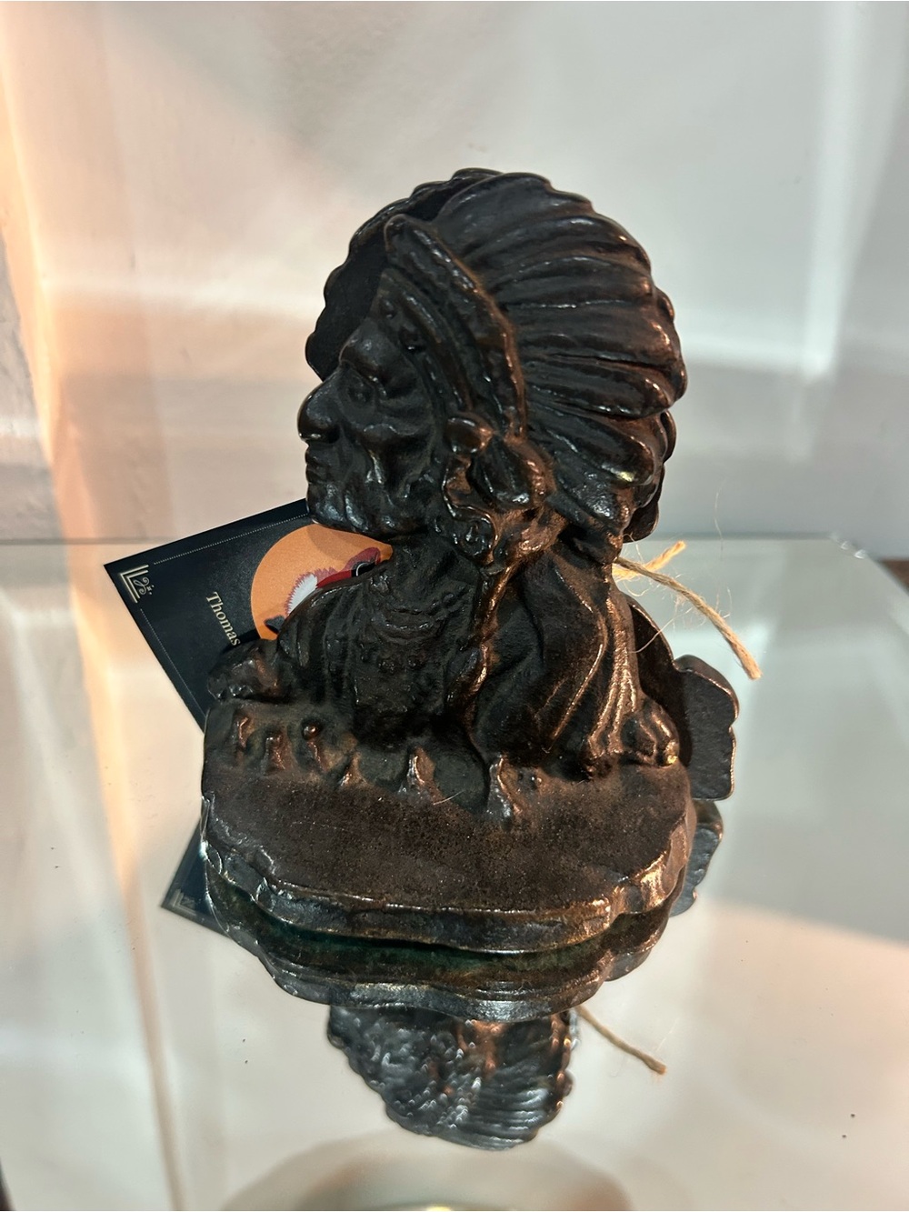 Vintage-Style Black Cast Iron Native Chief Bust bookends